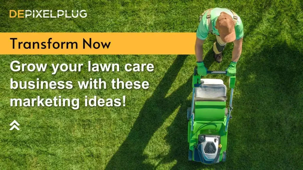 A man mowing lawn - lawn care marketing ideas - depixelplug